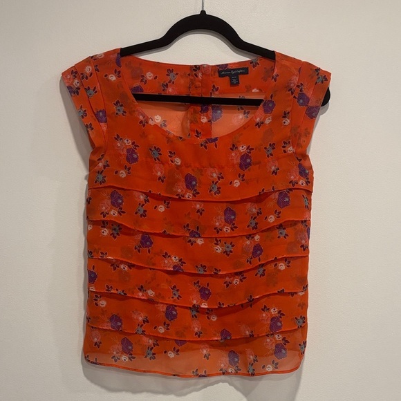 American Eagle Outfitters Tops - American Eagle Outfitters Orange Floral Layered Blouse
